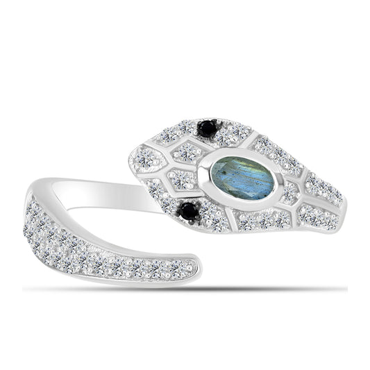 Inel din Argint 925 ( 2.76 grame ) cu Labradorit și Spinel Negru 0.75 Carate