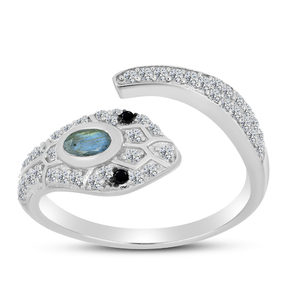 Inel din Argint 925 ( 2.76 grame ) cu Labradorit și Spinel Negru 0.75 Carate