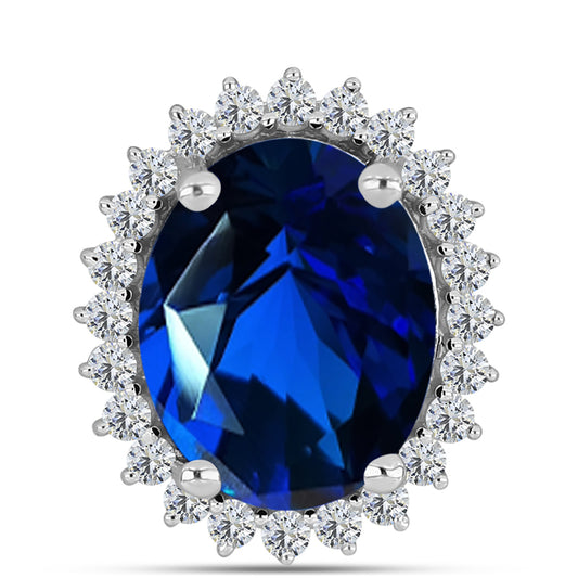 Pandantiv din Argint 925 ( 0.9 grame ) cu Safir Sintetic și Zircon Alb 2.12 Carate