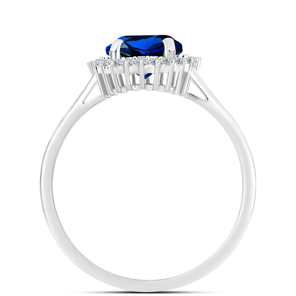 Inel din Argint 925 ( 2.07 grame ) cu Safir Sintetic și Zircon Alb 2.02 Carate 2 