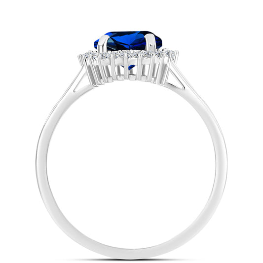 Inel din Argint 925 ( 2.07 grame ) cu Safir Sintetic și Zircon Alb 2.02 Carate