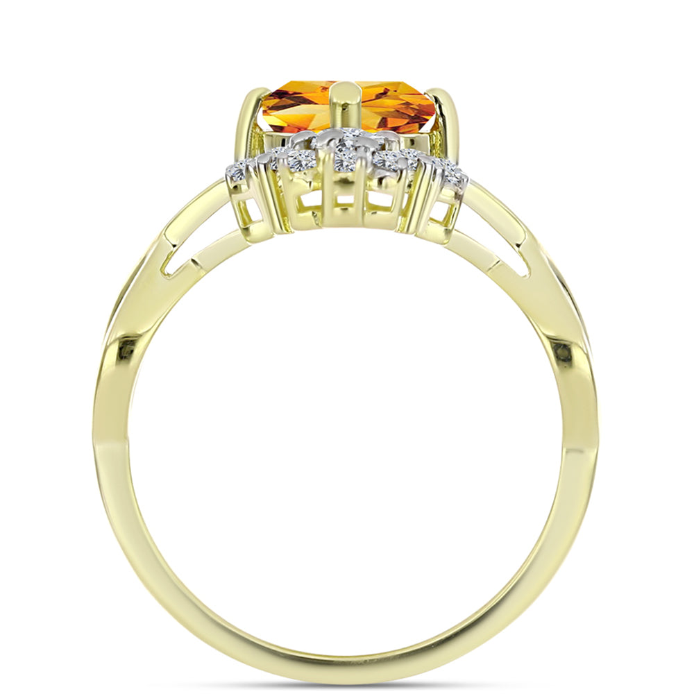Inel din Argint 925 Placat cu Aur ( 3.33 grame ) cu Citrin Rio Golden și Topaz Alb 1.69 Carate