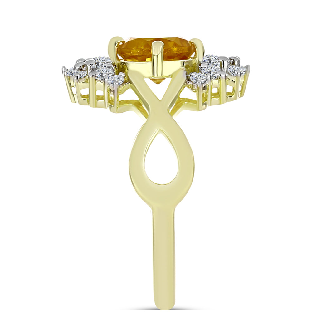 Inel din Argint 925 Placat cu Aur ( 3.33 grame ) cu Citrin Rio Golden și Topaz Alb 1.69 Carate