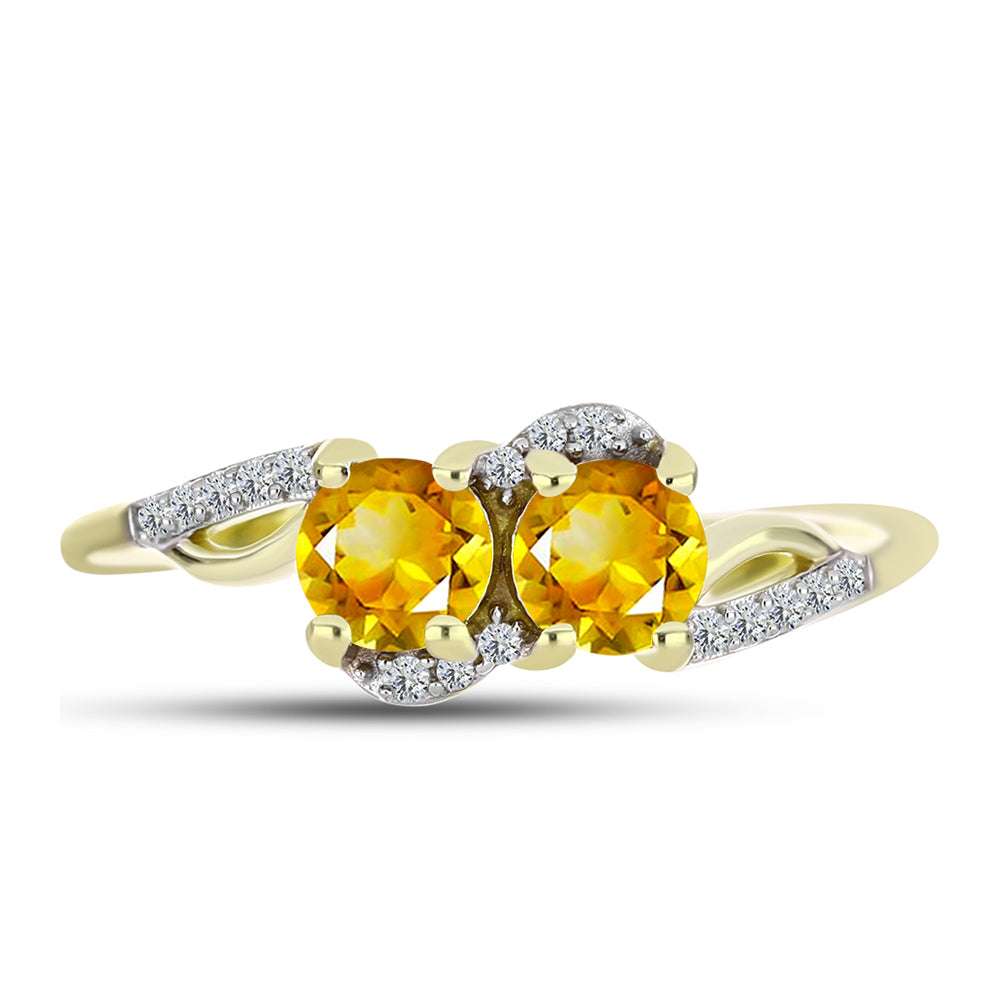 Inel din Argint 925 Placat cu Aur ( 2.27 grame ) cu Citrin Rio Golden și Topaz Alb 1.03 Carate 1 