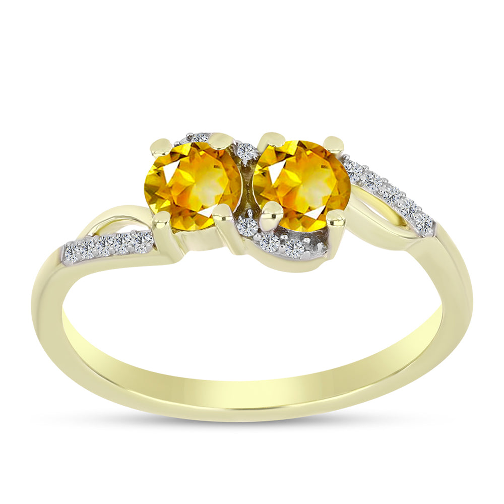 Inel din Argint 925 Placat cu Aur ( 2.27 grame ) cu Citrin Rio Golden și Topaz Alb 1.03 Carate 3 