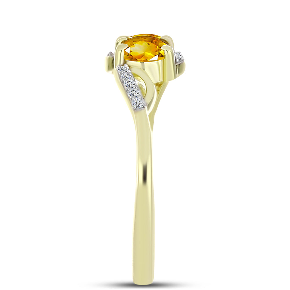 Inel din Argint 925 Placat cu Aur ( 2.27 grame ) cu Citrin Rio Golden și Topaz Alb 1.03 Carate