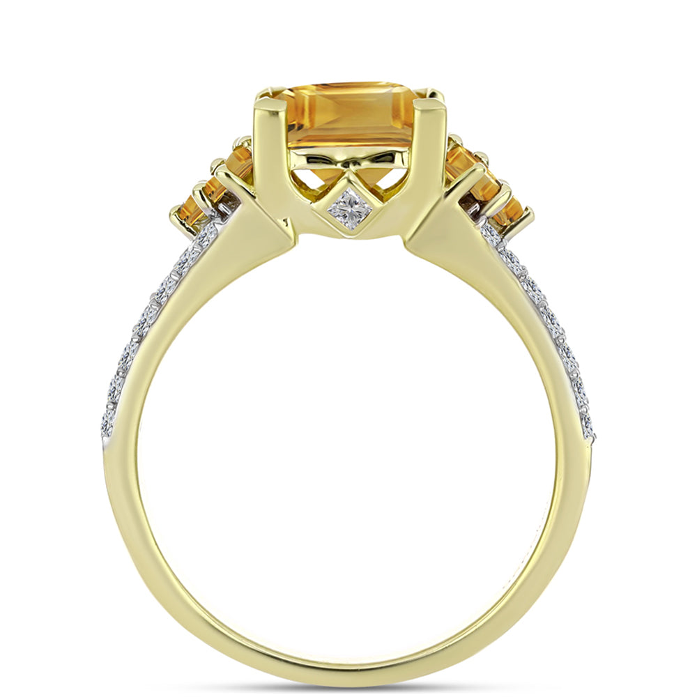 Inel din Argint 925 Placat cu Aur ( 5.76 grame ) cu Citrin Rio Golden și Topaz Alb 2.96 Carate 2 