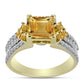 Inel din Argint 925 Placat cu Aur ( 5.76 grame ) cu Citrin Rio Golden și Topaz Alb 2.96 Carate