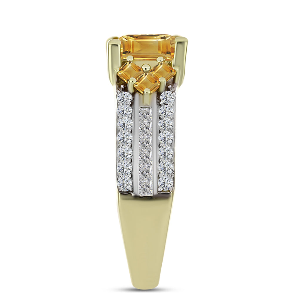 Inel din Argint 925 Placat cu Aur ( 5.76 grame ) cu Citrin Rio Golden și Topaz Alb 2.96 Carate 4 
