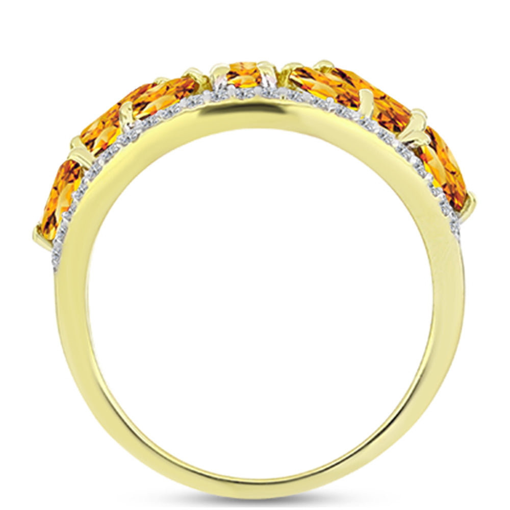 Inel din Argint 925 Placat cu Aur ( 3.63 grame ) cu Citrin Rio Golden și Topaz Alb 2.54 Carate 2 