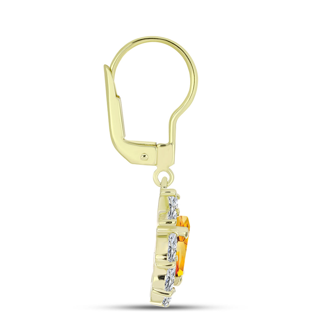 Cercei din Argint 925 Placat cu Aur ( 2.75 grame ) cu Citrin Rio Golden și Topaz Alb 3.25 Carate 2 