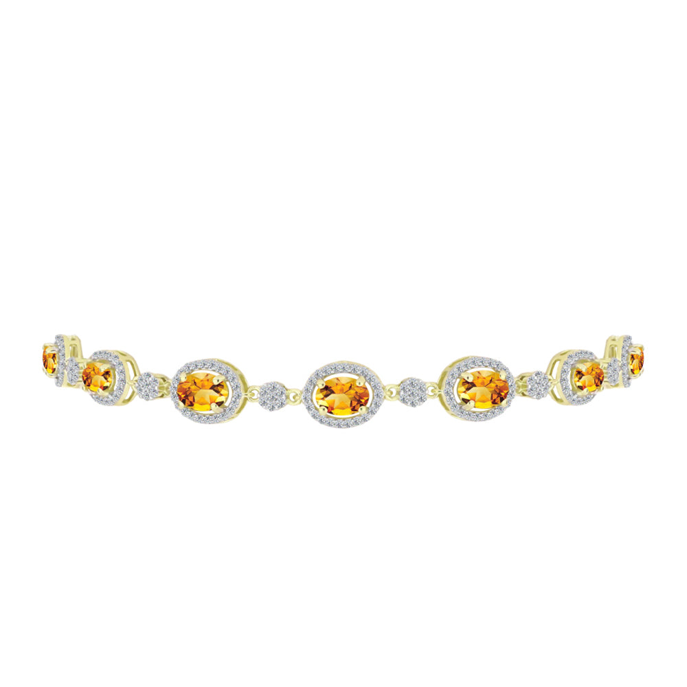 Brățară din Argint 925 Placat cu Aur ( 6.6 grame ) cu Citrin Rio Golden și Topaz Alb 5.2 Carate