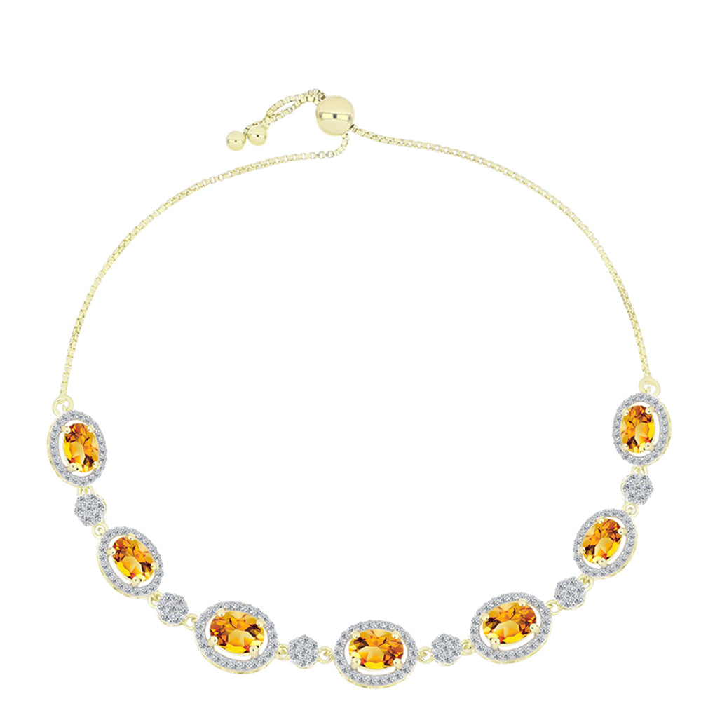 Brățară din Argint 925 Placat cu Aur ( 6.6 grame ) cu Citrin Rio Golden și Topaz Alb 5.2 Carate 1 
