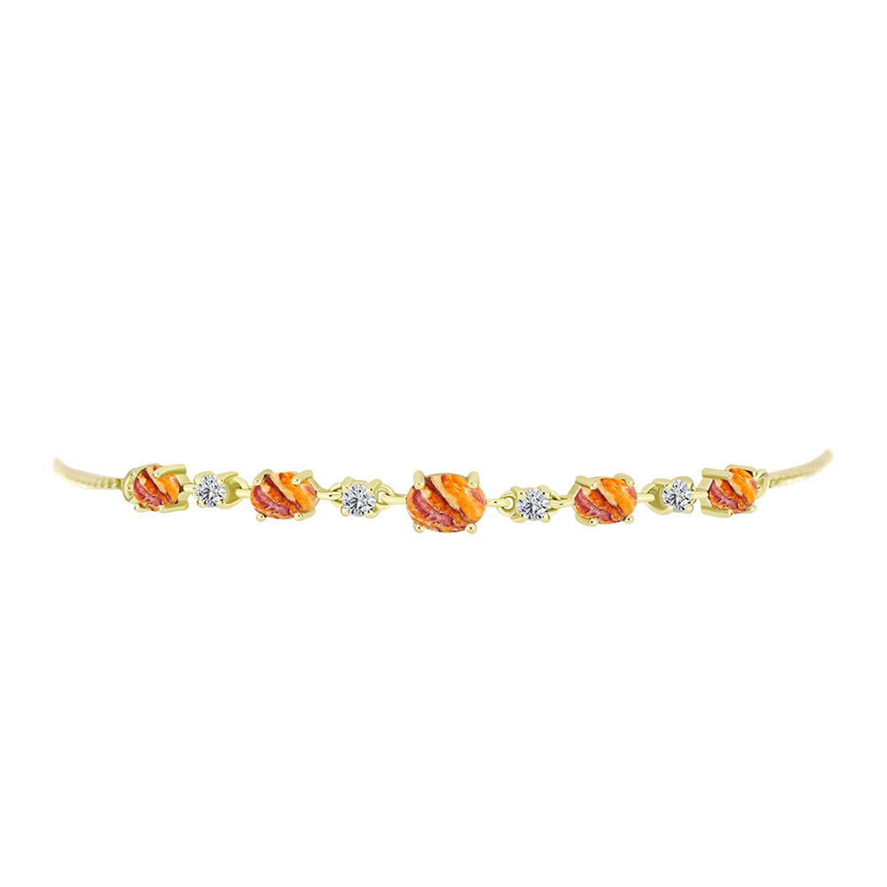 Brățară din Argint 925 Placat cu Aur ( 3.59 grame ) cu Jaspul "Lion's Paw" și Topaz Alb 2.85 Carate 2 