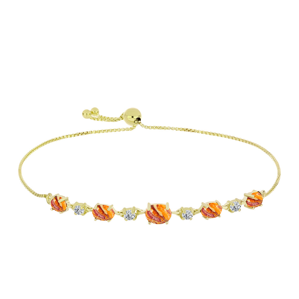 Brățară din Argint 925 Placat cu Aur ( 3.59 grame ) cu Jaspul "Lion's Paw" și Topaz Alb 2.85 Carate