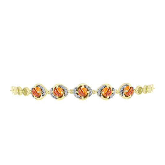 Brățară din Argint 925 Placat cu Aur ( 7.31 grame ) cu Jaspul "Lion's Paw" și Topaz Alb 3.27 Carate