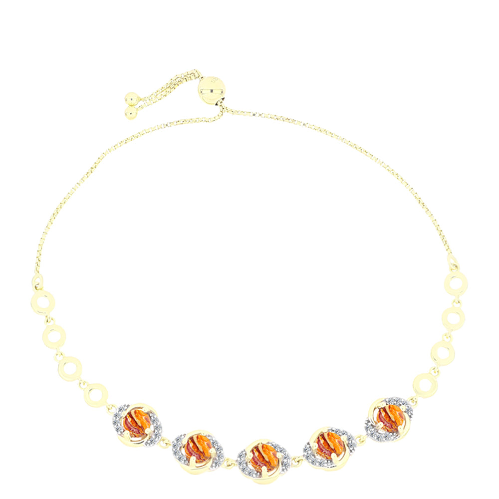 Brățară din Argint 925 Placat cu Aur ( 7.31 grame ) cu Jaspul "Lion's Paw" și Topaz Alb 3.27 Carate 1 