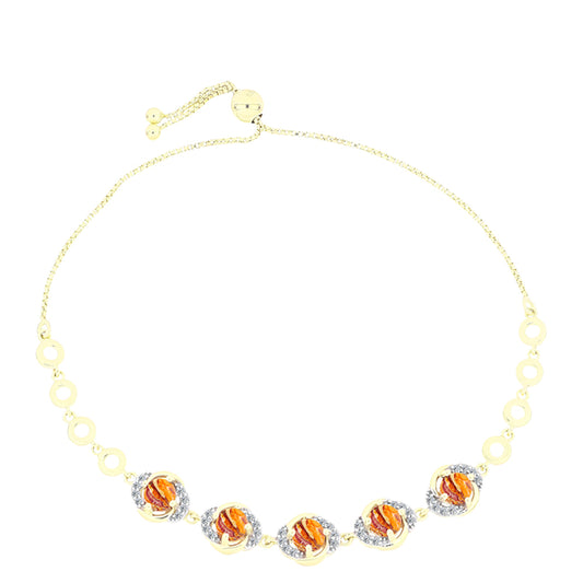 Brățară din Argint 925 Placat cu Aur ( 7.31 grame ) cu Jaspul "Lion's Paw" și Topaz Alb 3.27 Carate