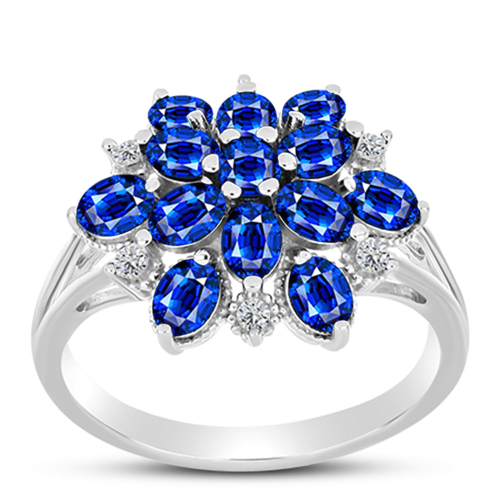 Inel din Argint 925 ( 3.7 grame ) cu Safir Albastru Australian și Topaz Alb 3.33 Carate