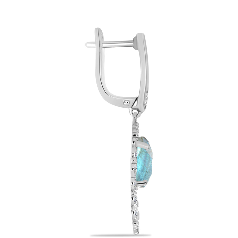 Cercei din Argint 925 ( 7.12 grame ) cu Labradorit și Topaz Alb 5.04 Carate 2 
