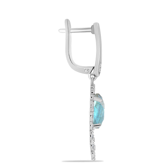 Cercei din Argint 925 ( 7.12 grame ) cu Labradorit și Topaz Alb 5.04 Carate