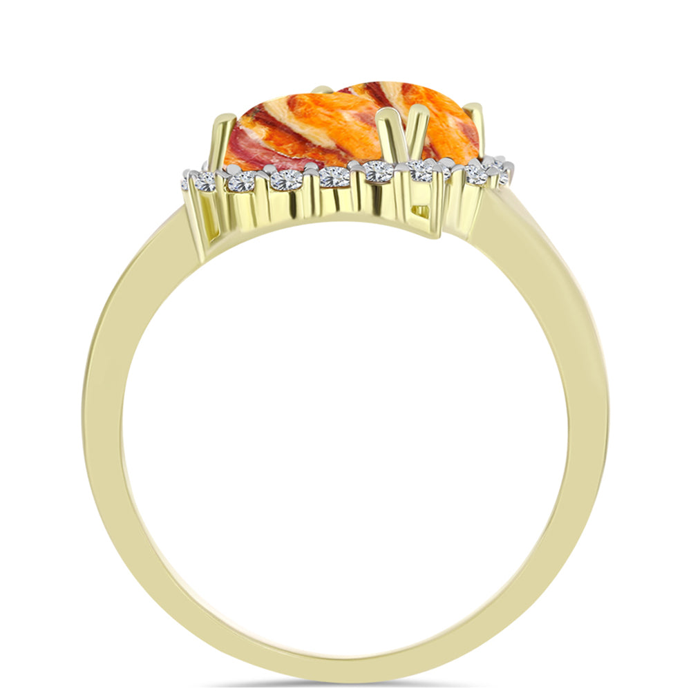 Inel din Argint 925 Placat cu Aur ( 3.82 grame ) cu Jaspul "Lion's Paw" și Topaz Alb 2.83 Carate
