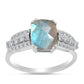 Inel din Argint 925 ( 2.77 grame ) cu Labradorit și Topaz Alb 3.23 Carate