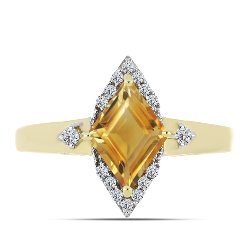Inel din Argint 925 Placat cu Aur ( 2.94 grame ) cu Citrin Rio Golden și Topaz Alb 1.64 Carate 1 