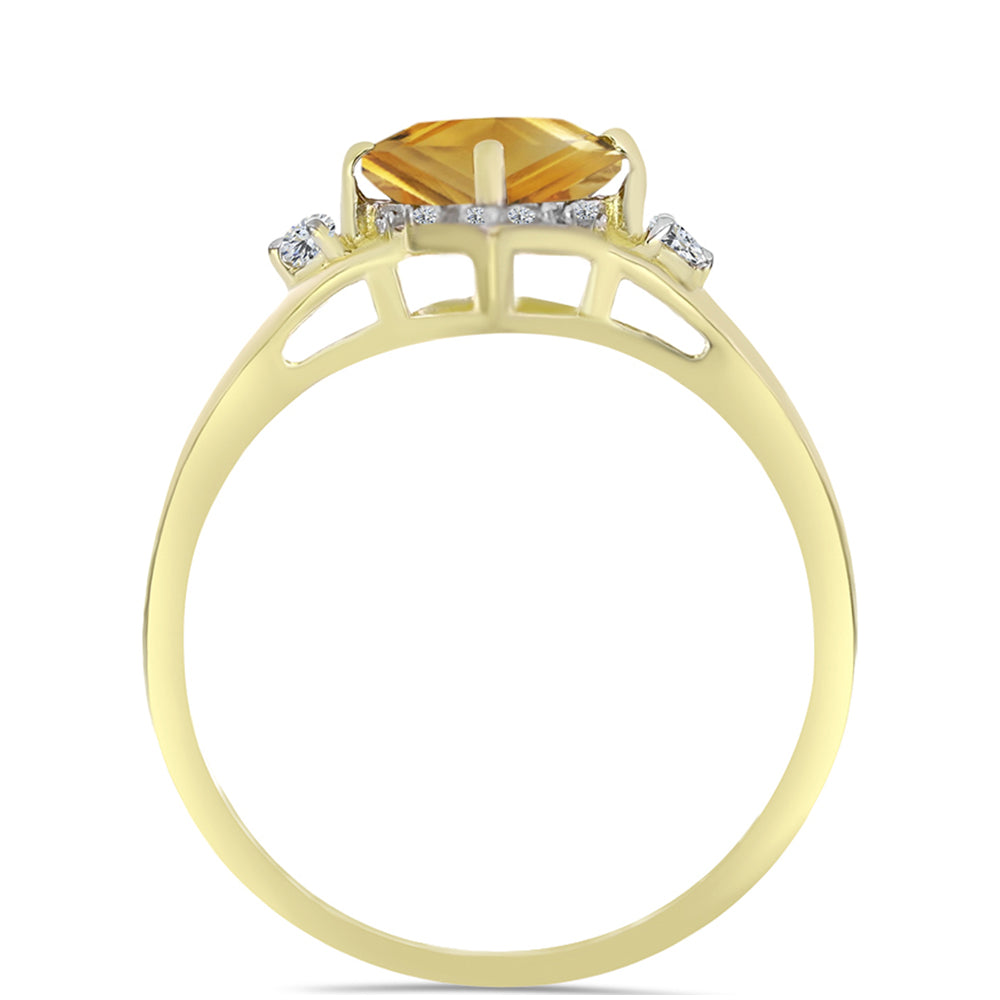 Inel din Argint 925 Placat cu Aur ( 2.94 grame ) cu Citrin Rio Golden și Topaz Alb 1.64 Carate