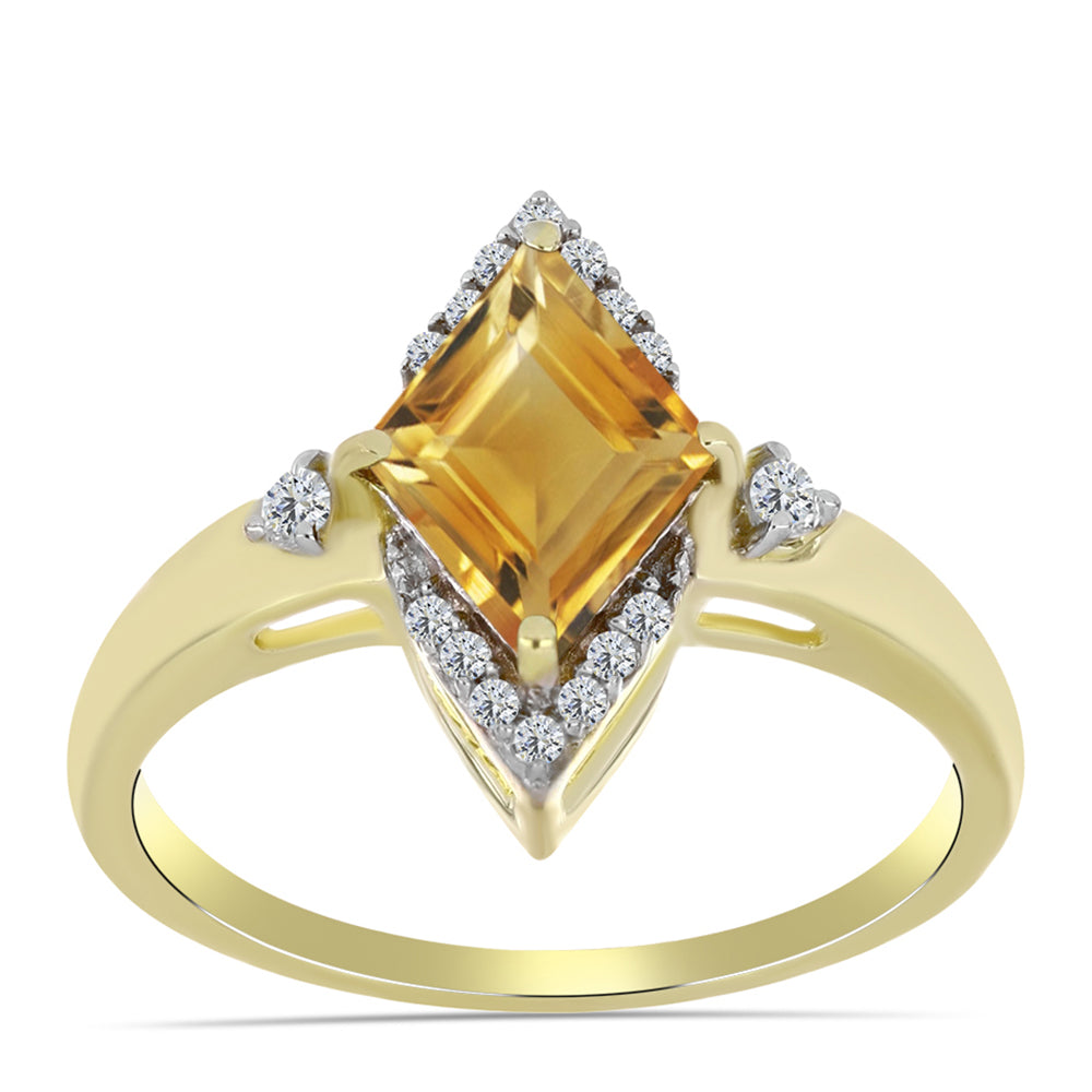 Inel din Argint 925 Placat cu Aur ( 2.94 grame ) cu Citrin Rio Golden și Topaz Alb 1.64 Carate 3 
