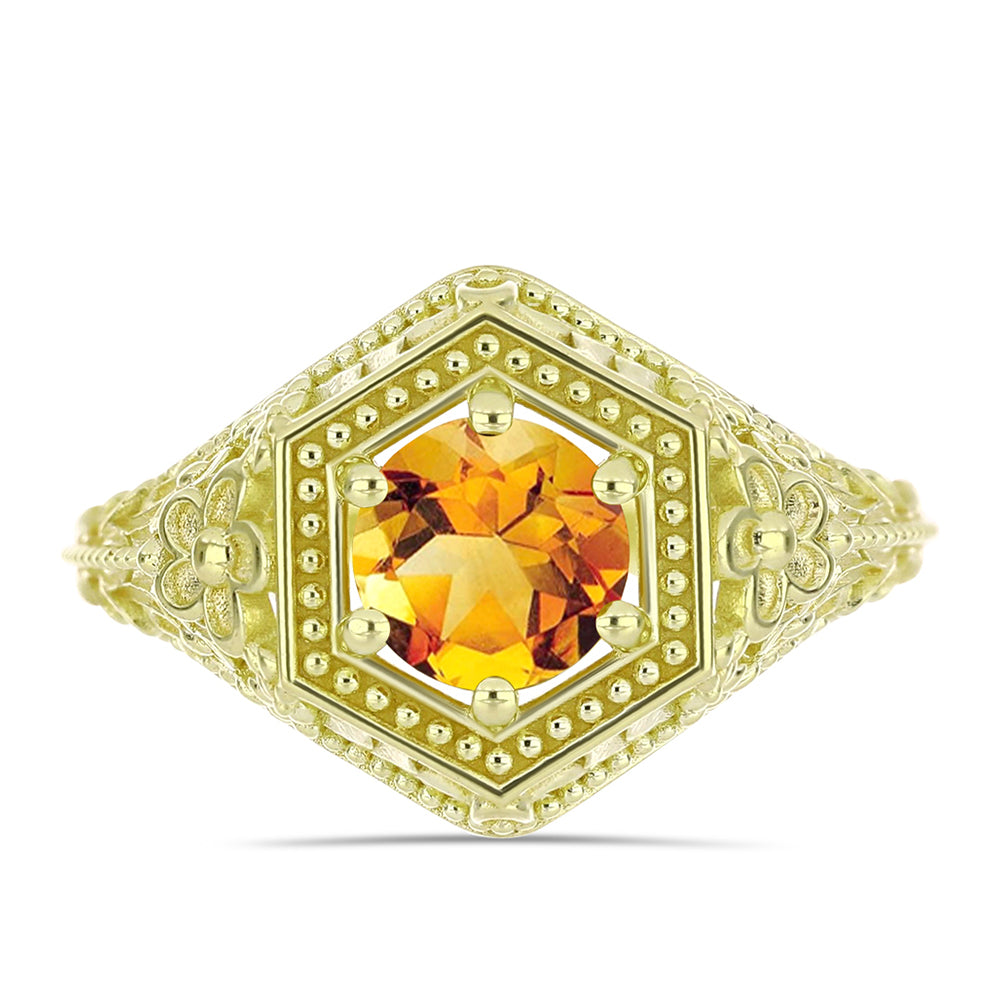 Inel din Argint 925 Placat cu Aur ( 3.62 grame ) cu Citrin Rio Golden 1.15 Carate