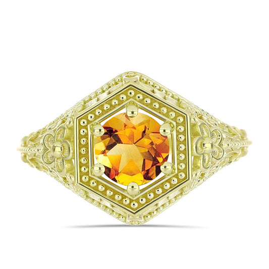 Inel din Argint 925 Placat cu Aur ( 3.62 grame ) cu Citrin Rio Golden 1.15 Carate