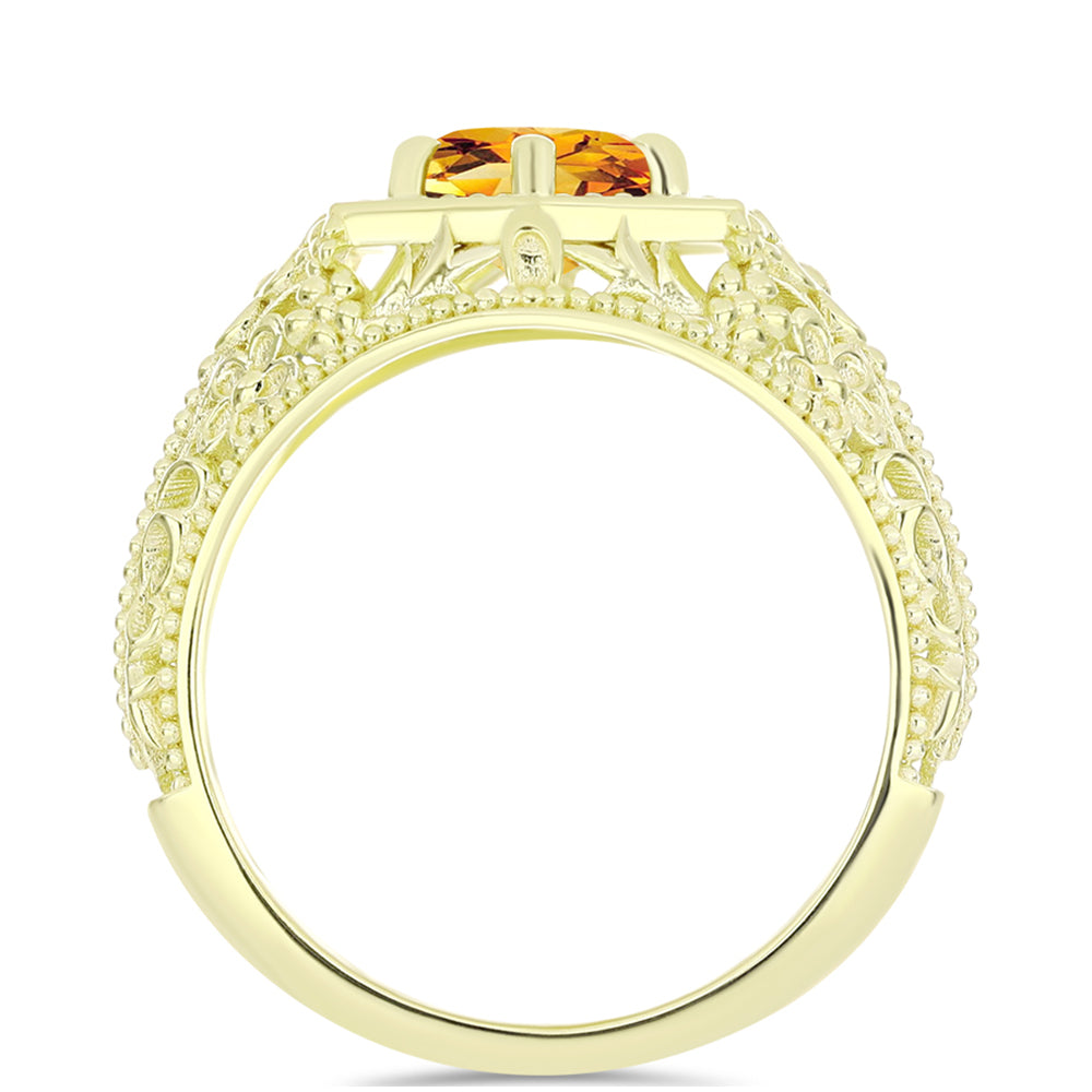 Inel din Argint 925 Placat cu Aur ( 3.62 grame ) cu Citrin Rio Golden 1.15 Carate 2 