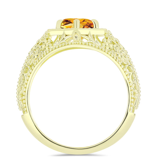 Inel din Argint 925 Placat cu Aur ( 3.62 grame ) cu Citrin Rio Golden 1.15 Carate