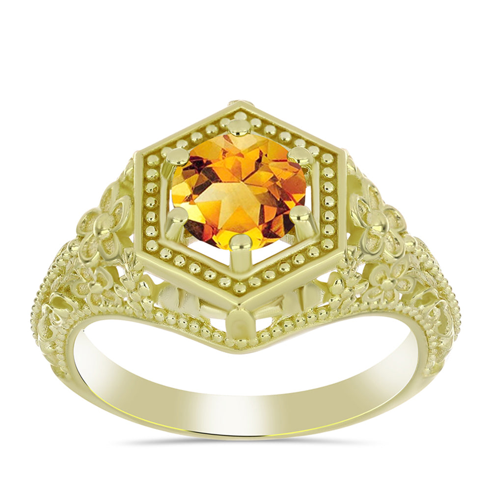 Inel din Argint 925 Placat cu Aur ( 3.62 grame ) cu Citrin Rio Golden 1.15 Carate 3 
