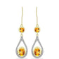 Cercei din Argint 925 Placat cu Aur ( 4.2 grame ) cu Citrin Rio Golden și Topaz Alb 2.52 Carate