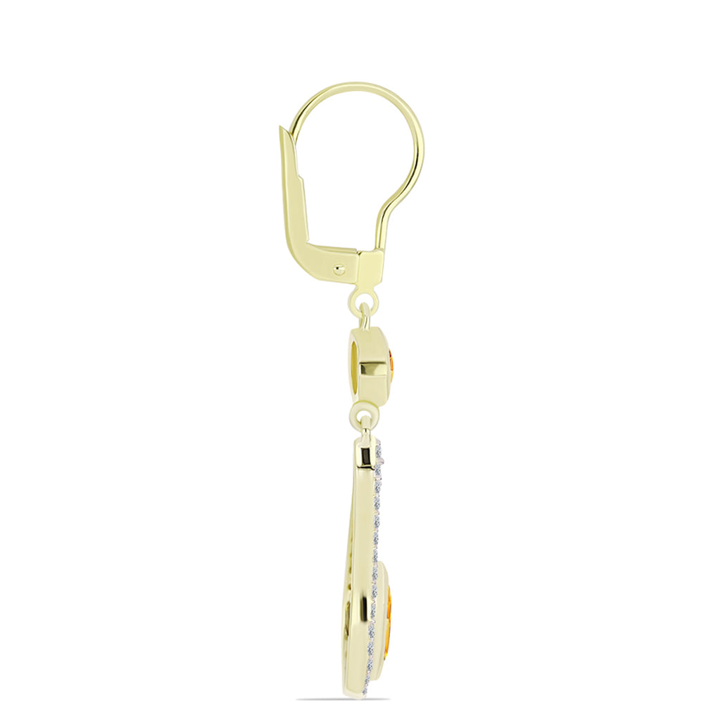 Cercei din Argint 925 Placat cu Aur ( 4.2 grame ) cu Citrin Rio Golden și Topaz Alb 2.52 Carate 2 