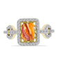 Inel din Argint 925 Placat cu Aur ( 3.31 grame ) cu Jaspul "Lion's Paw" și Topaz Alb 1.44 Carate