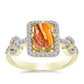 Inel din Argint 925 Placat cu Aur ( 3.31 grame ) cu Jaspul "Lion's Paw" și Topaz Alb 1.44 Carate