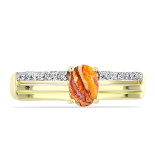 Inel din Argint 925 Placat cu Aur ( 2.86 grame ) cu Jaspul "Lion's Paw" și Topaz Alb 0.95 Carate