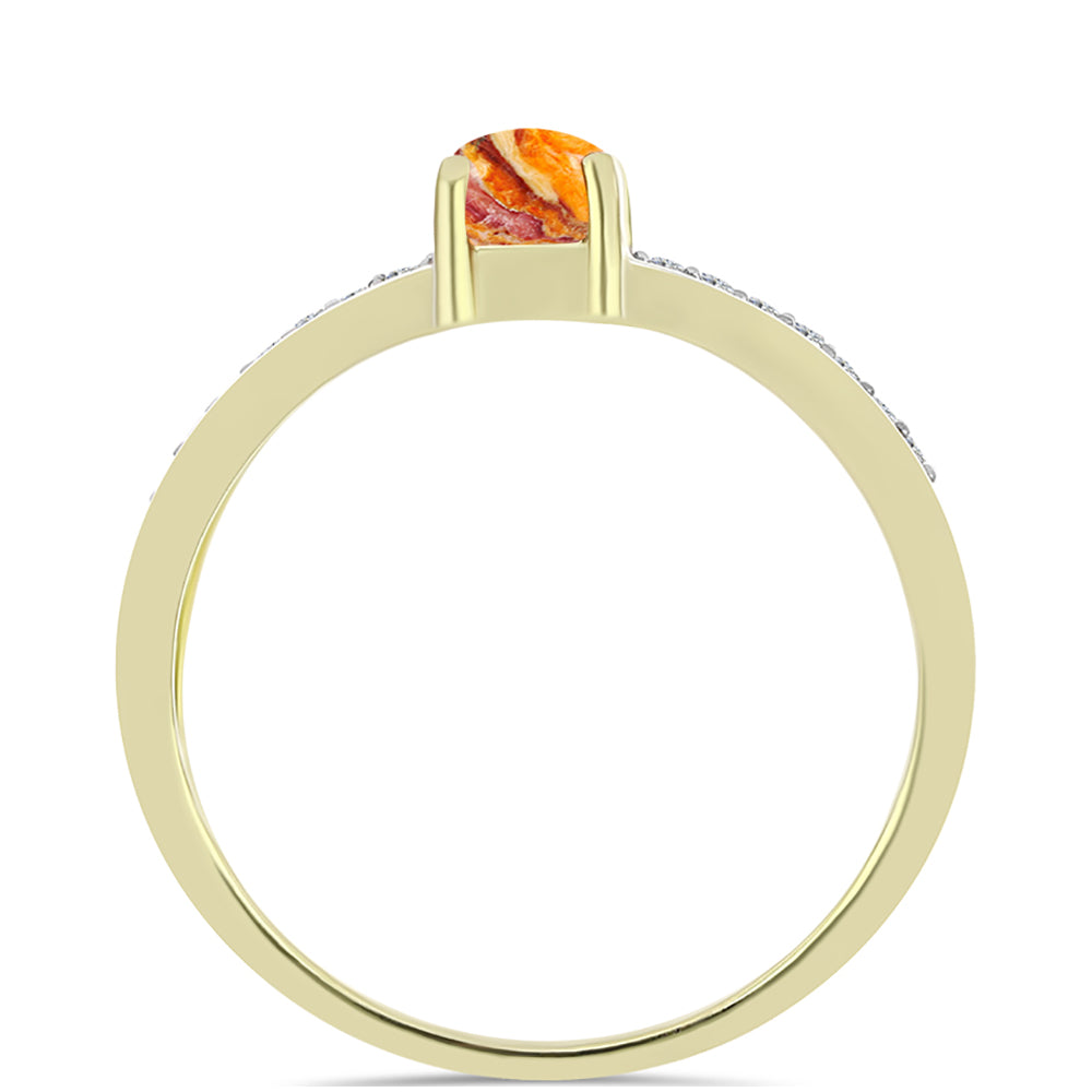 Inel din Argint 925 Placat cu Aur ( 2.86 grame ) cu Jaspul "Lion's Paw" și Topaz Alb 0.95 Carate
