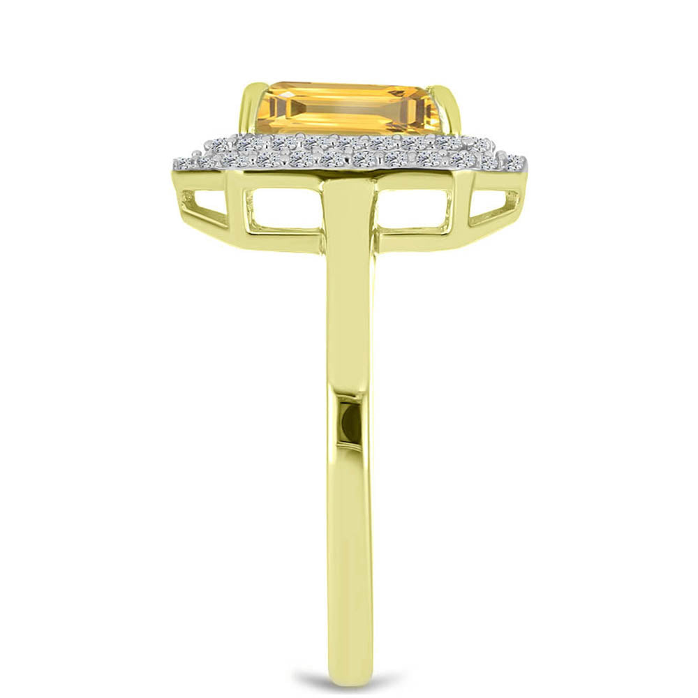 Inel din Argint 925 Placat cu Aur ( 2.94 grame ) cu Citrin Rio Golden și Topaz Alb 2.78 Carate 4 