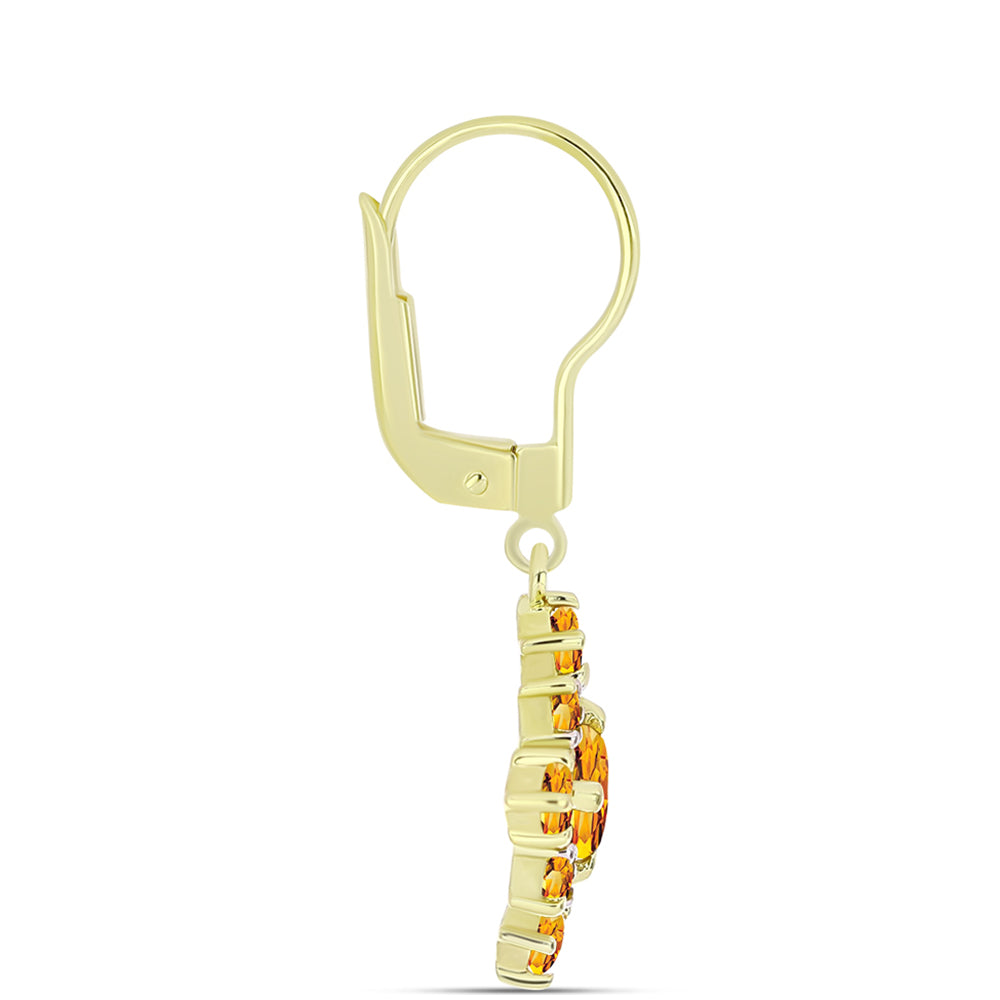 Cercei din Argint 925 Placat cu Aur ( 2.89 grame ) cu Citrin Rio Golden și Topaz Alb 1.99 Carate