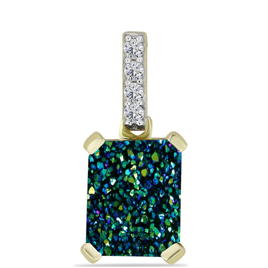 Pandantiv din Argint 925 Placat cu Aur ( 0.81 grame ) cu Drusy Verde și Topaz Alb 2.37 Carate