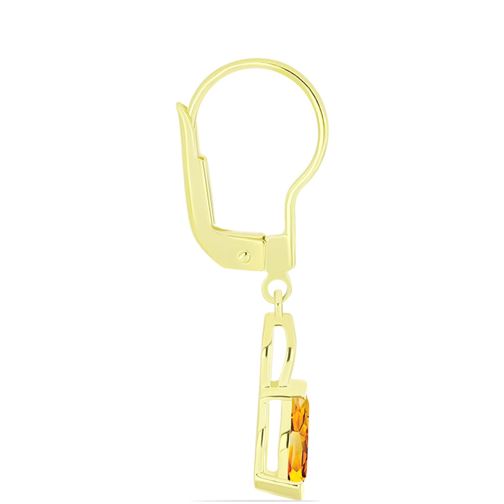 Cercei din Argint 925 Placat cu Aur ( 1.81 grame ) cu Citrin Rio Golden 0.99 Carate 2 