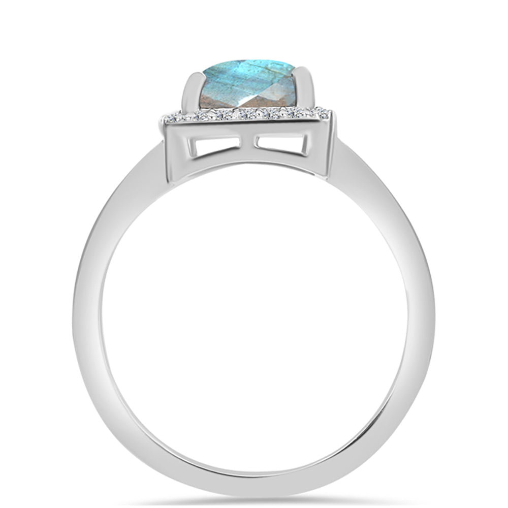 Inel din Argint 925 ( 2.43 grame ) cu Labradorit și Topaz Alb 2.21 Carate