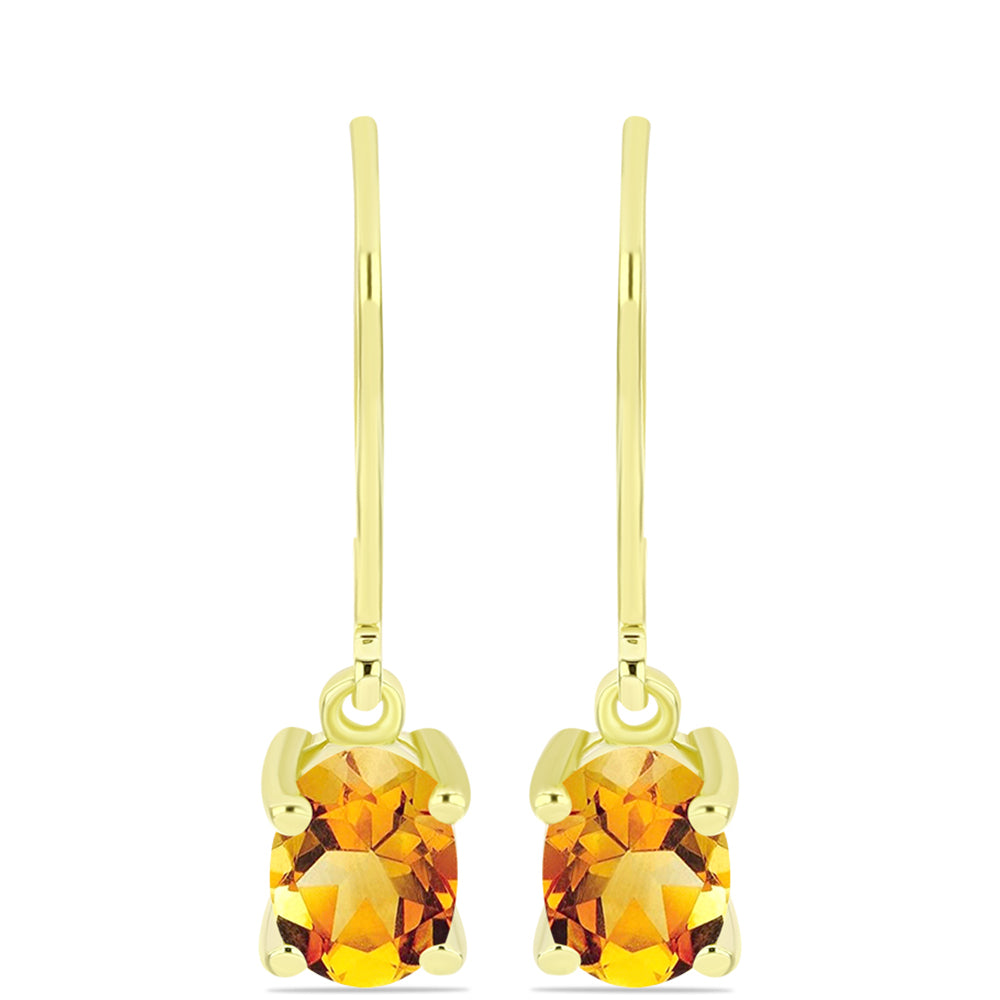 Cercei din Argint 925 Placat cu Aur ( 1.61 grame ) cu Citrin Rio Golden 1.41 Carate 1 