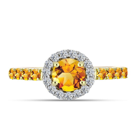 Inel din Argint 925 Placat cu Aur ( 2.1 grame ) cu Citrin Rio Golden și Topaz Alb 1.31 Carate