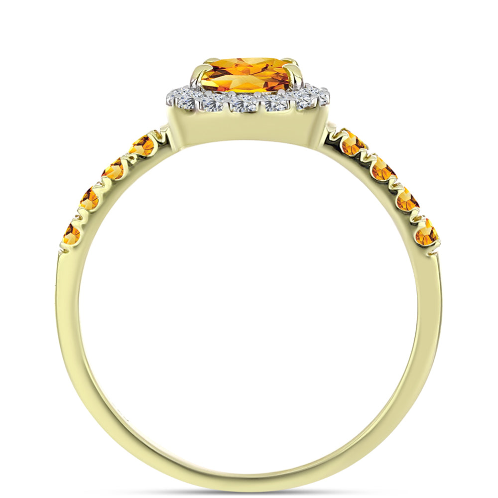 Inel din Argint 925 Placat cu Aur ( 2.1 grame ) cu Citrin Rio Golden și Topaz Alb 1.31 Carate