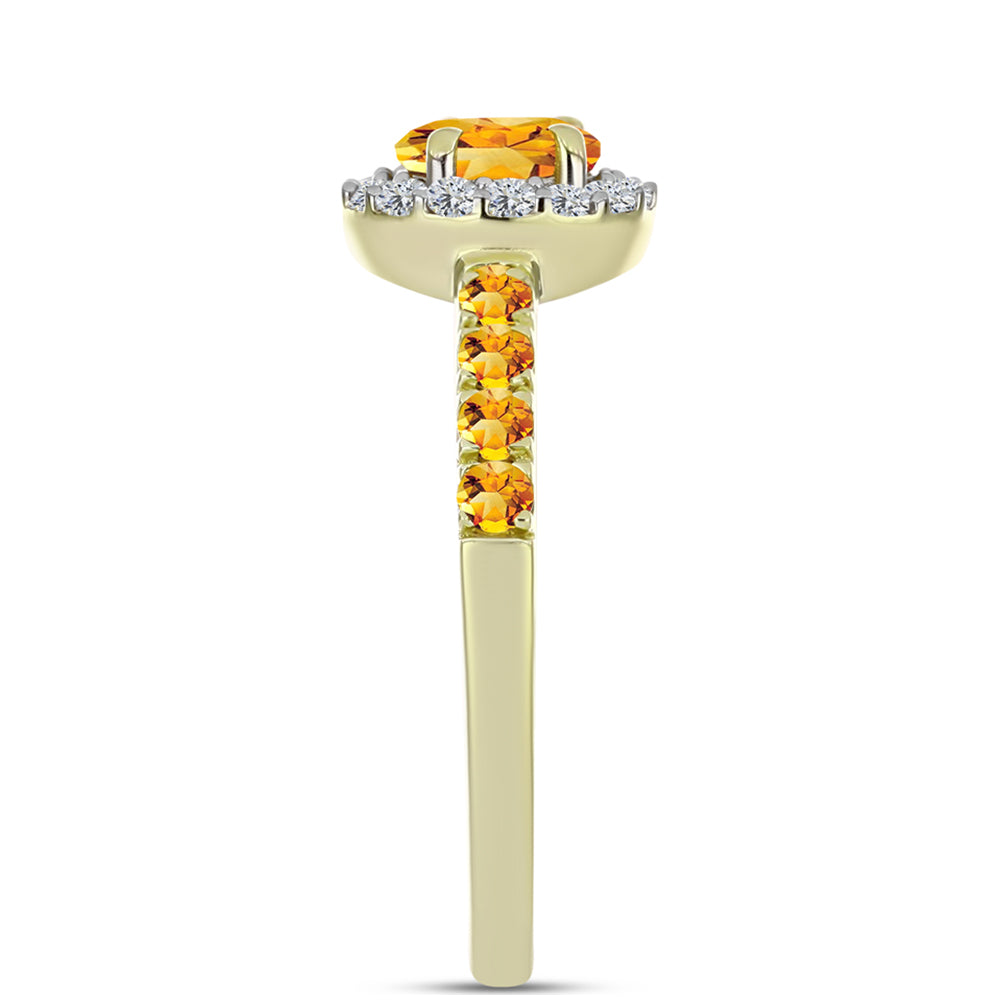 Inel din Argint 925 Placat cu Aur ( 2.1 grame ) cu Citrin Rio Golden și Topaz Alb 1.31 Carate 4 